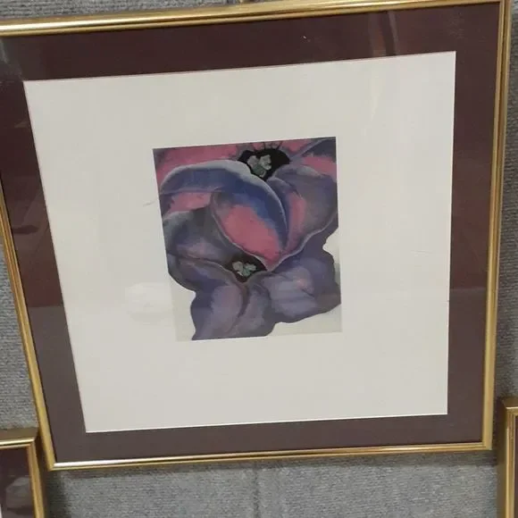 Set of 3 Framed and matted prints of "Purple Petunias" by Georgia O'Keeffe - Picture 5 of 8